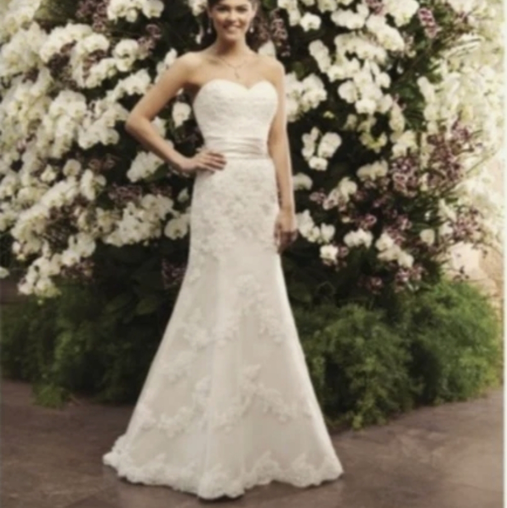 Sincerity by Justin Alexander strapless cream gown size 14 NWT